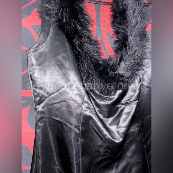 Pre-2000s Lip Service Clueless Gone Goth Silky Feather Mini Dress - Picture 2 of 5